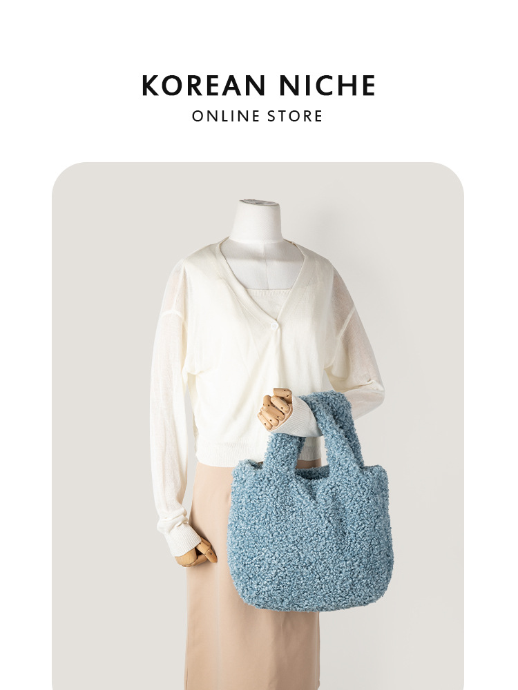 Korean-Style Niche Design Lamb Wool Tote Bag Winter New Style Fashion Versatile Single-Shoulder Handbag