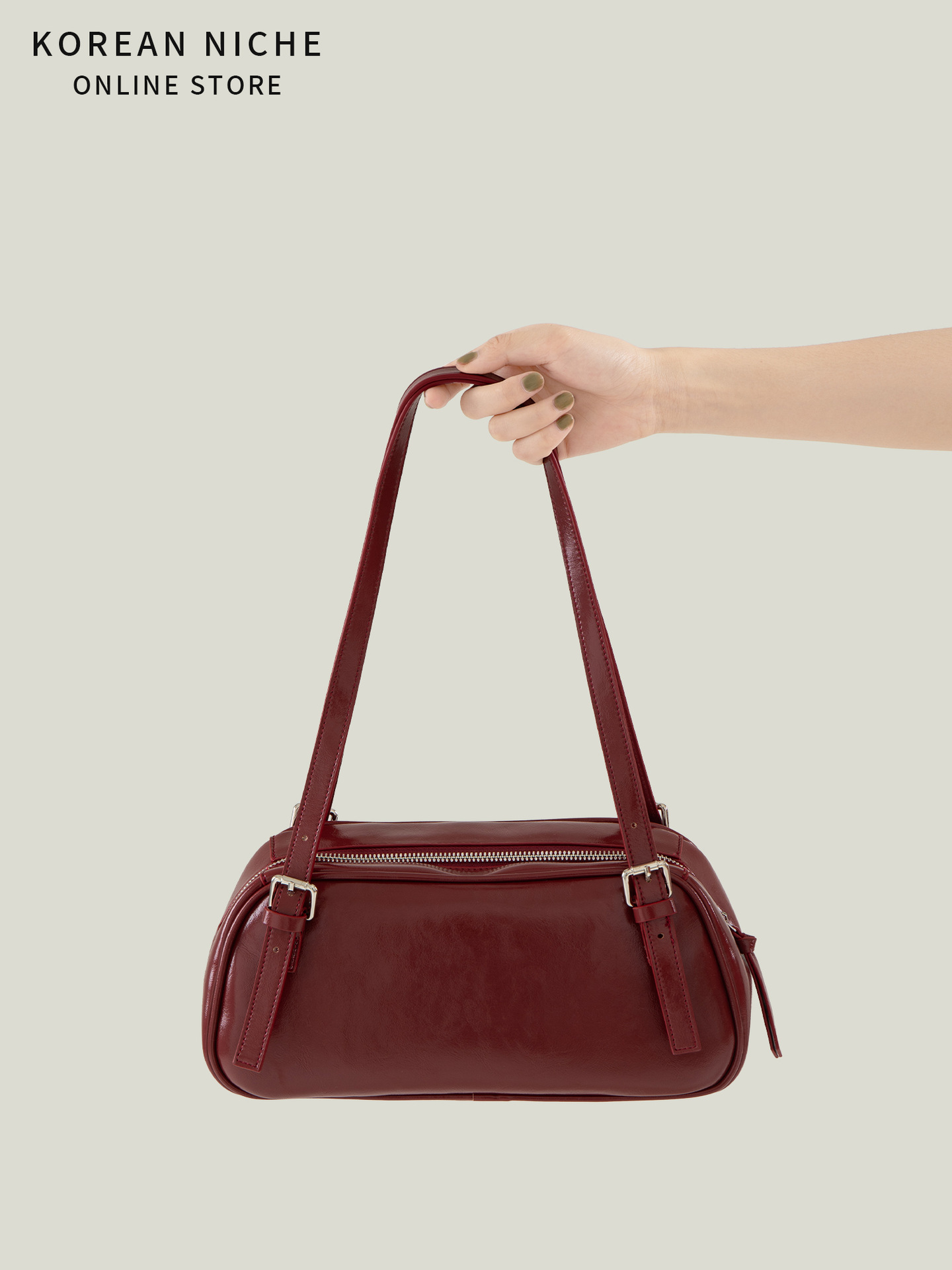 2025 Fashionable Style Design Bowling For Women Niche Patent Leather Shiny Surface Simple Versatile High-End Sense Shoulder Bag