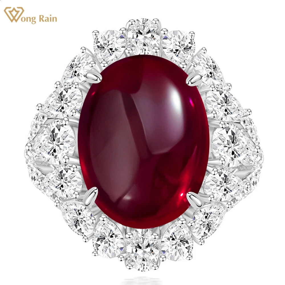 Wong Rain Vintage 925 Sterling Silver 15CT Ruby High Carbon Diamond Gemstone Cocktail Ring for Women Wedding Engagement Jewelry 250920