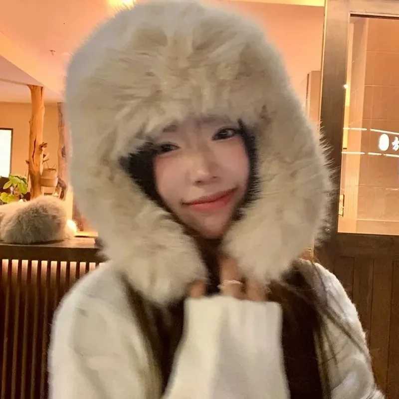 New Thicken Faux Fur Winter Warm Ear Protection Bber Hat Outdoor Russian Windproof Anticold Furry Earfl Hat For Skiing Y250920