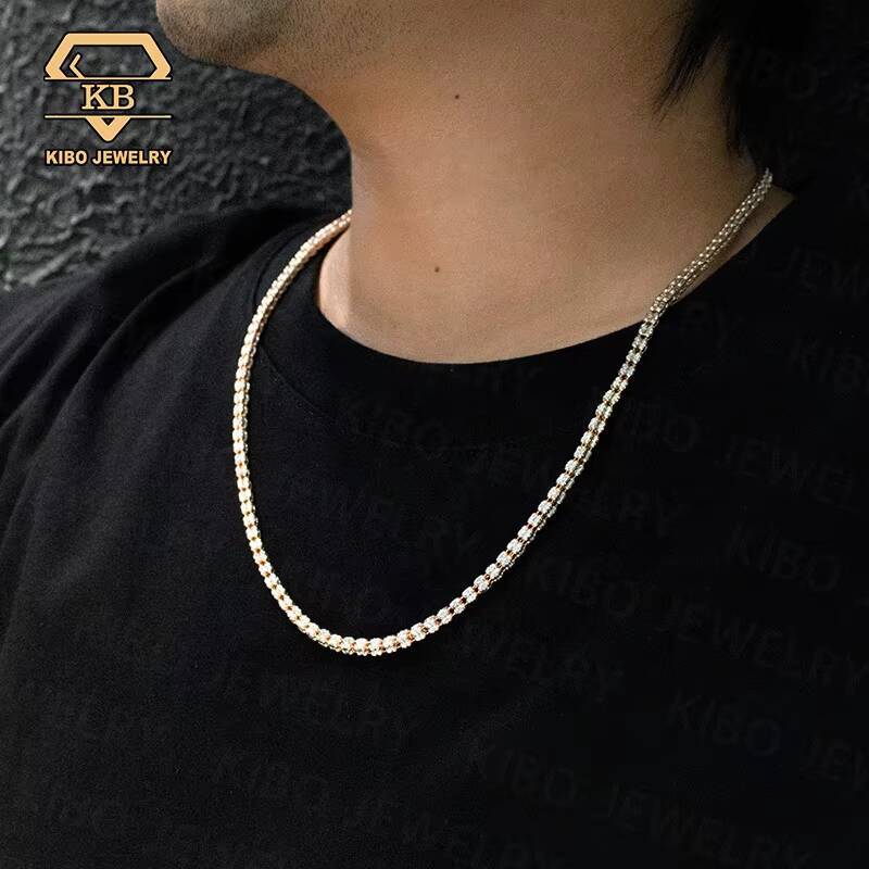 Customized Trend Make Special Peanut Rope Chains HIp Hop Jewelry 925 Sterling Silver Plated 18K Gold Plated 925 Silver Moon Ice Chain