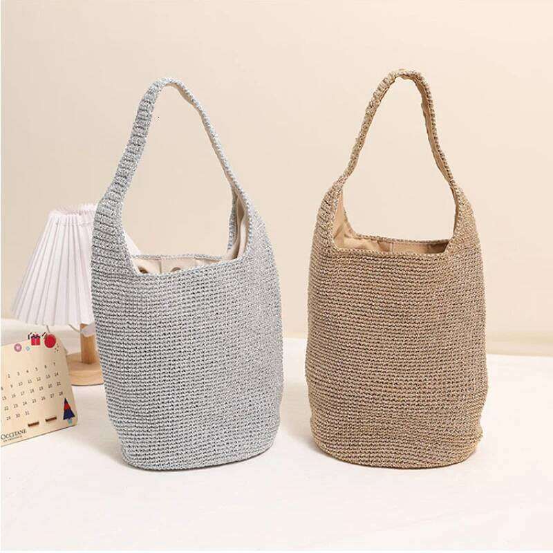 Designer Luxury Leisure Large Capacity Shoulder Woven Bag Hand Held Water Bucket Vacation Beach Versatile Women S Bags