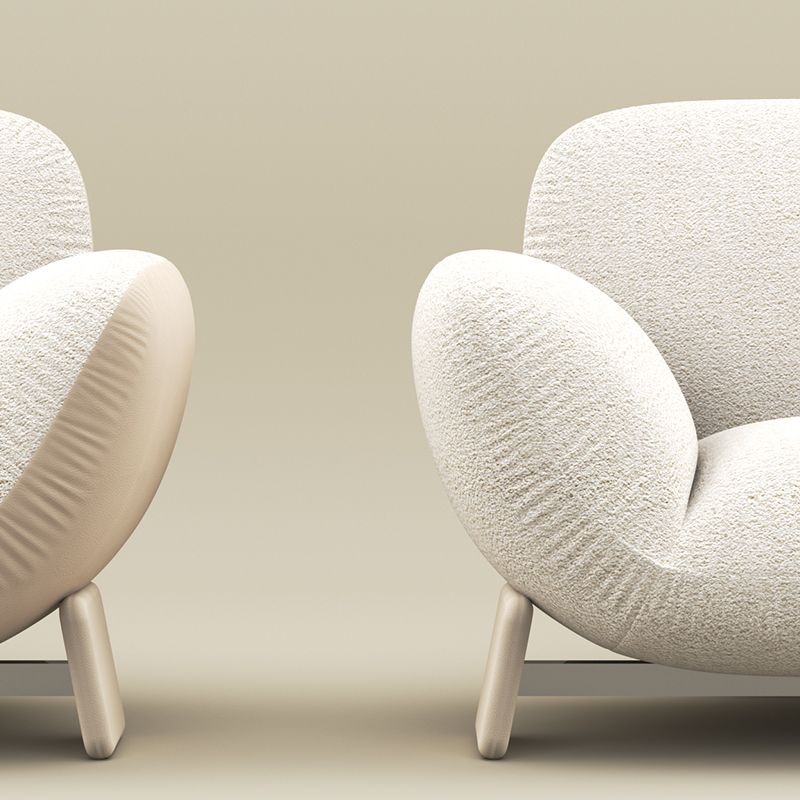 Living Room Furniture Comfortable Light - colored Double - seater Boucle Upholstered Sofa for Living Spaces