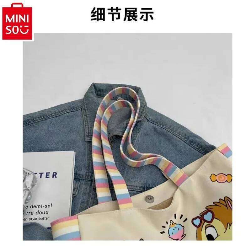 Designer Luxury MINISO Carton Chichitti Fashion Canvas Printed Cute Shoulder Women S Large Capacity Multi Functional Storage Tote Bag