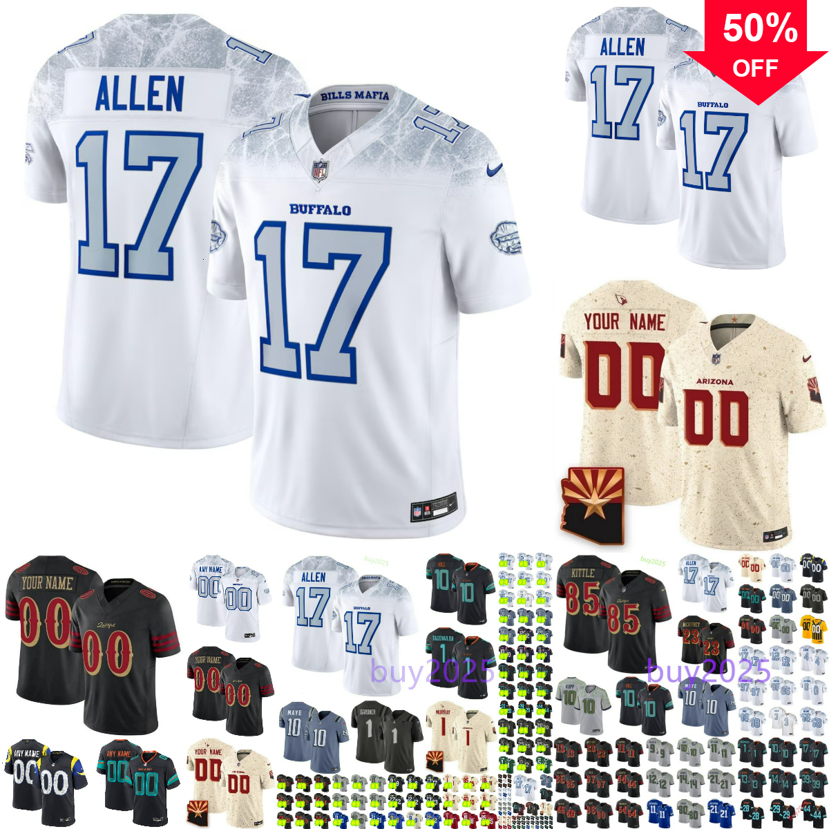New Rivalrie Josh Allen Jersey Kyler Murray Damar Hamlin Marvin Harrison Jr Trey McBride Drake Maye AArizona CCardinals BBuffalo BBills 449ers Football Jerseys