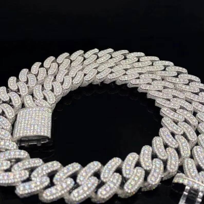 20mm Moissanite Cuban Chain Pass Diamond Tester Miami Necklace Mens Iced Out Cunban Link Chain
