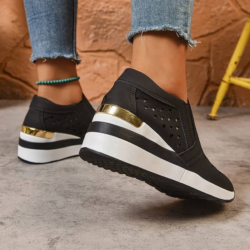 Hollow Out Breathable Wedge Sneakers for Women Lightweight Non Vulcanize Woman Plus Size Comfort Slip On Casual Shoes ddmypanda