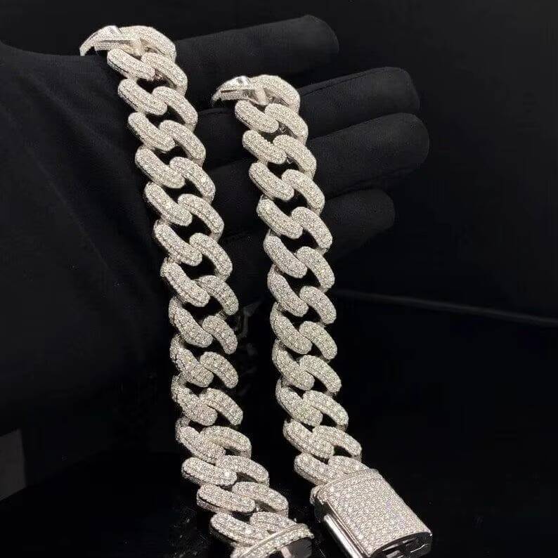20mm Moissanite Cuban Chain Pass Diamond Tester Miami Necklace Mens Iced Out Cunban Link Chain