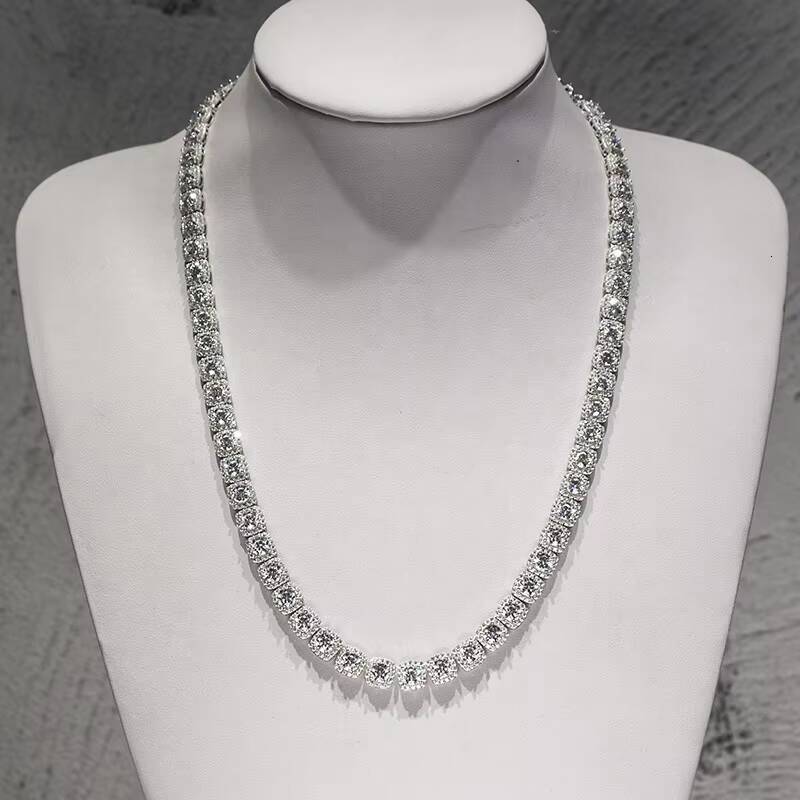 Hip Hop Hot Selling Jewelry 8MM Tennis Chain Iced Out Moissanite Diamond VVS Color 925 Silver Tennis Chain Bracelet Necklace