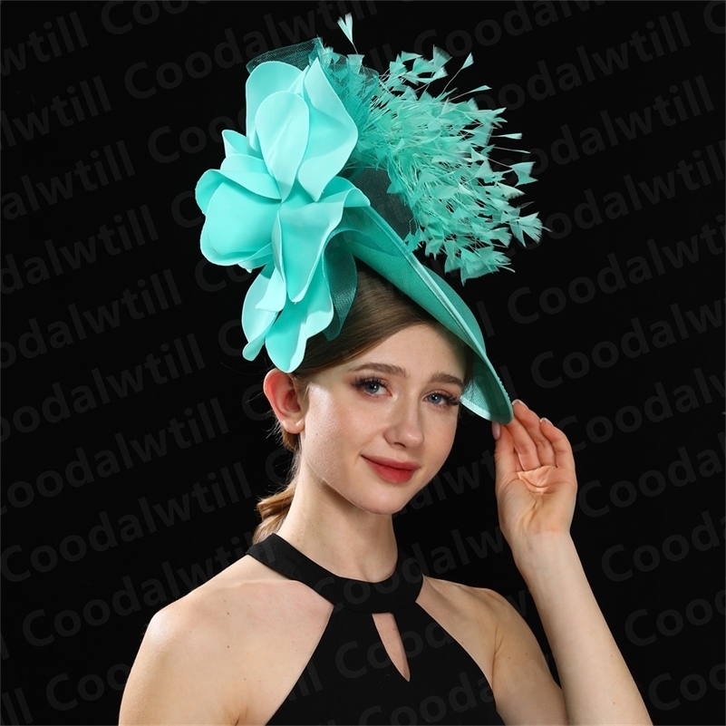 Big Flower Wedding Fascinator Hat Women Formal Party Tea Headpiece Ladies Cocktail Church Chapeau Cap Headband Woman Millinery 250919
