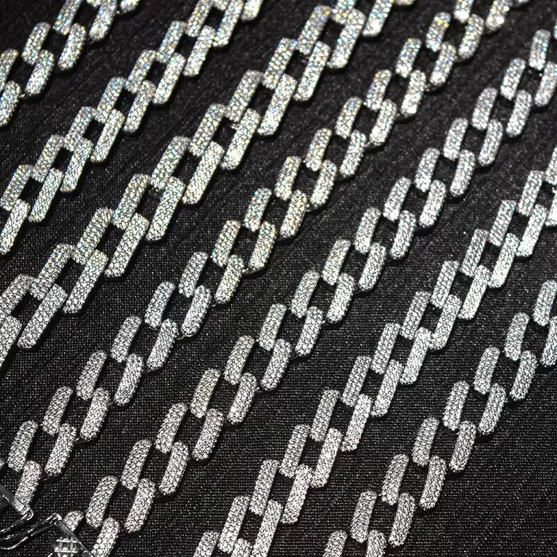 SizeIced Out Hip Hop Jewelry 8mm 10mm 12mm Silver 925 Cuban Chain Moissanite Necklace