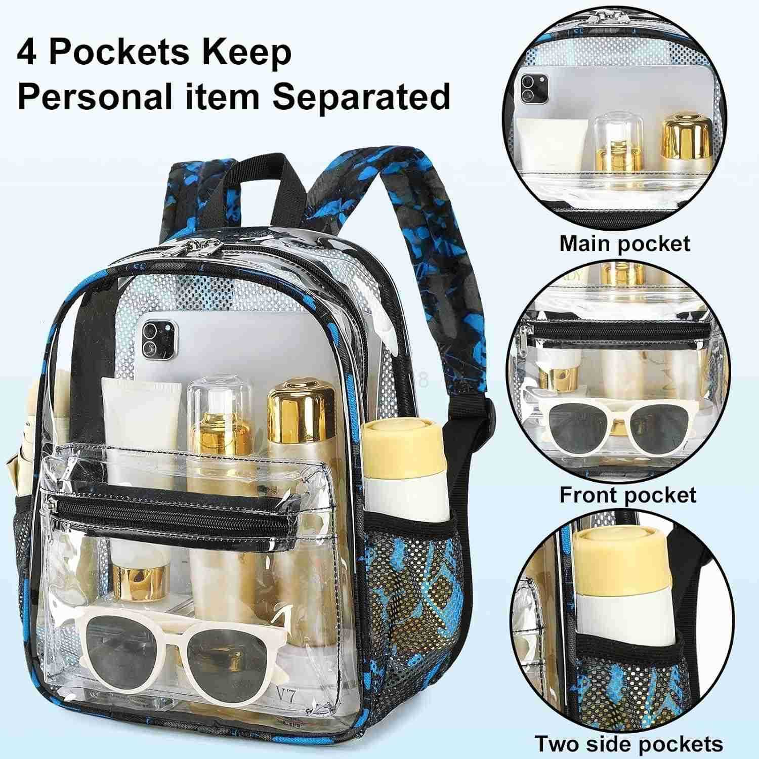 Clear Mini Backpack for Stadium Events Approved 12x12x6 Small Transparent Backpacks Plastic See Through Clear Bag for Concerts Work Festival Security 