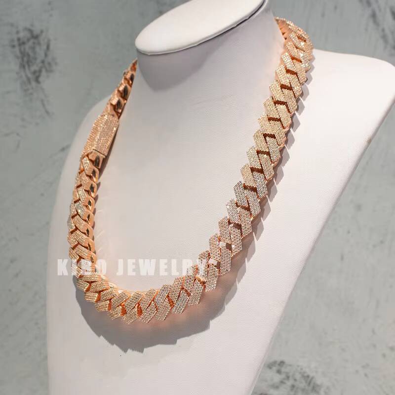 Classic 18MM 4 Row Cuban Necklace Iced Out D Color VVS Moissanite S925 Cuban Chain Customized Trend Hip Hop Moissanite Cuban Link Chain