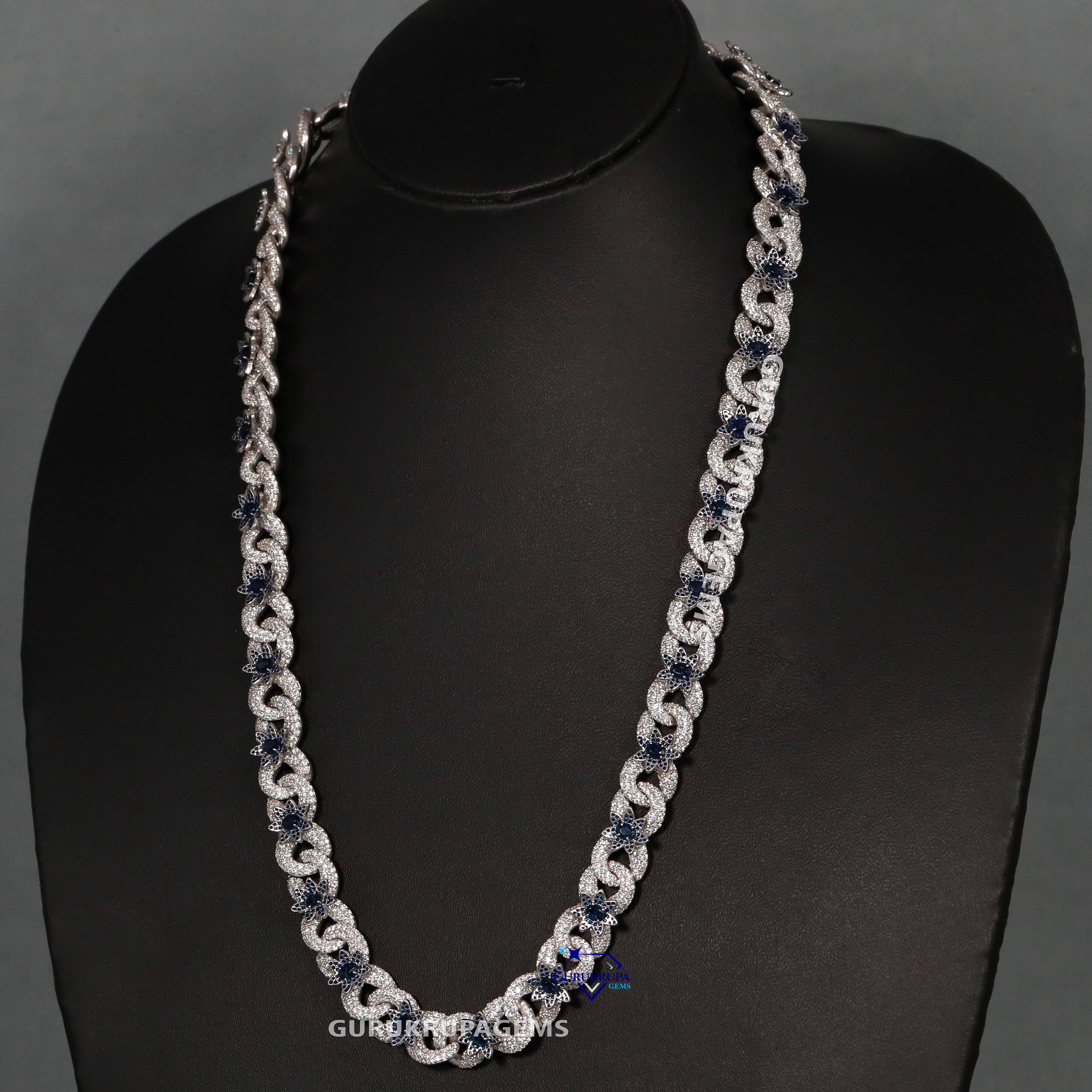 Dazzling Cuban Chain for Mens Meticulously Crafted From 925 Sterling Silver with Gleaming Moissanite Diamonds and Vvs Clarity