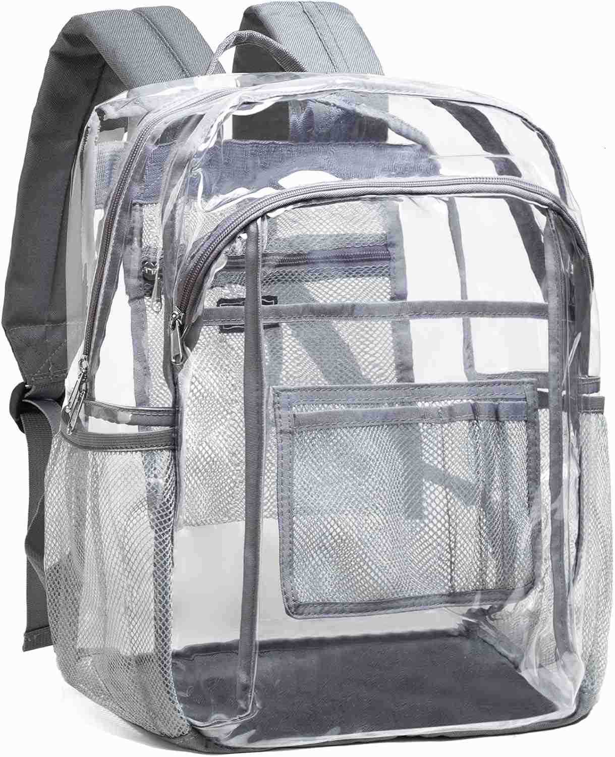 Vorspack Clear Backpack Heavy Duty Clear Book Bag with Multipockets Large See Through Backpack for College Workplace BlackZ250920