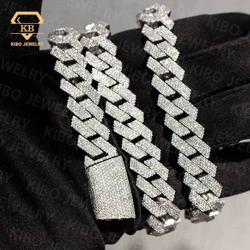 14MM 925 Vvs Moissanite Hip Hop Iced Out Diamond Thick Necklace Cuban Link Chain