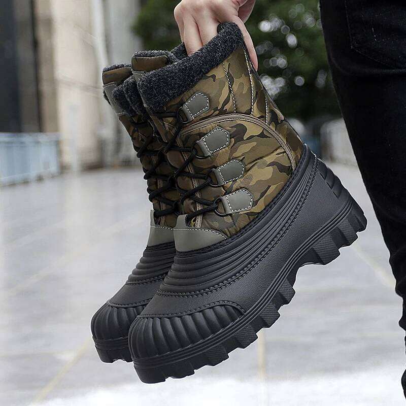 Winter Mid-calf Duck for Men Warm Snow Waterproof Hunting Working Boots Mens Camouflage Outdoor Shoes
