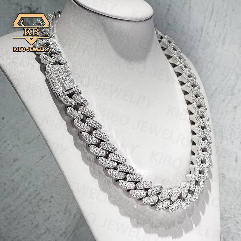 Real Rapper Necklace Jewelry VVS 925 Silver 15mm 22mm LAB Grown Moissanite Diamond Iced Out Hip Hop Jewelry Cuban Link Chains