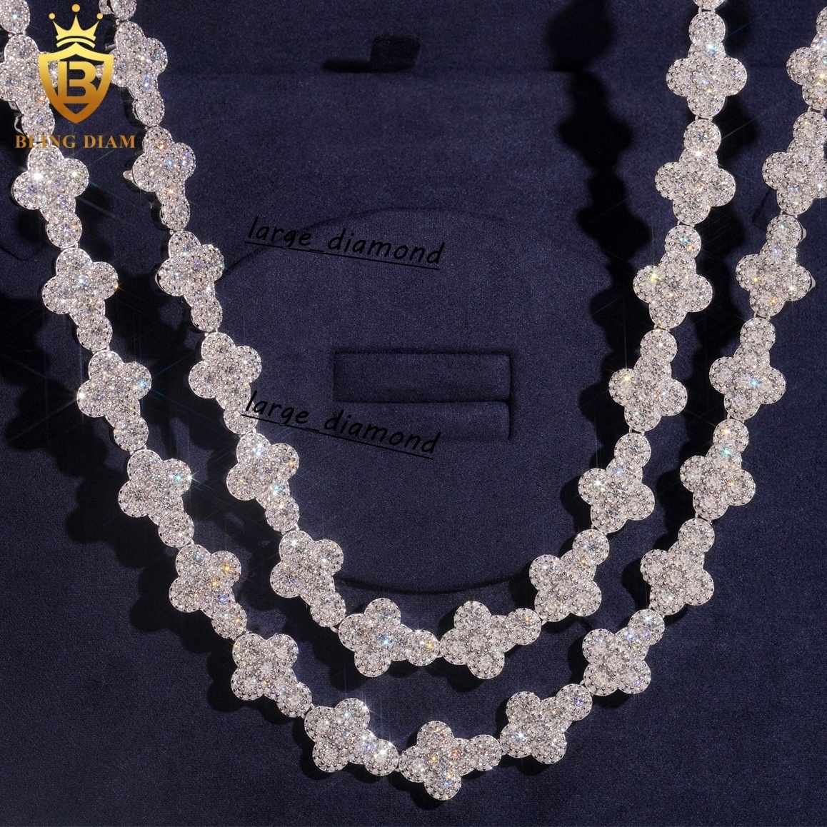 Wholesale Price 13mm Brass Moissanite Cuban Link Chian Iced Out Hip Hop Style Jewelry Chain for MenWomen Moissanite Link Chain in Stock