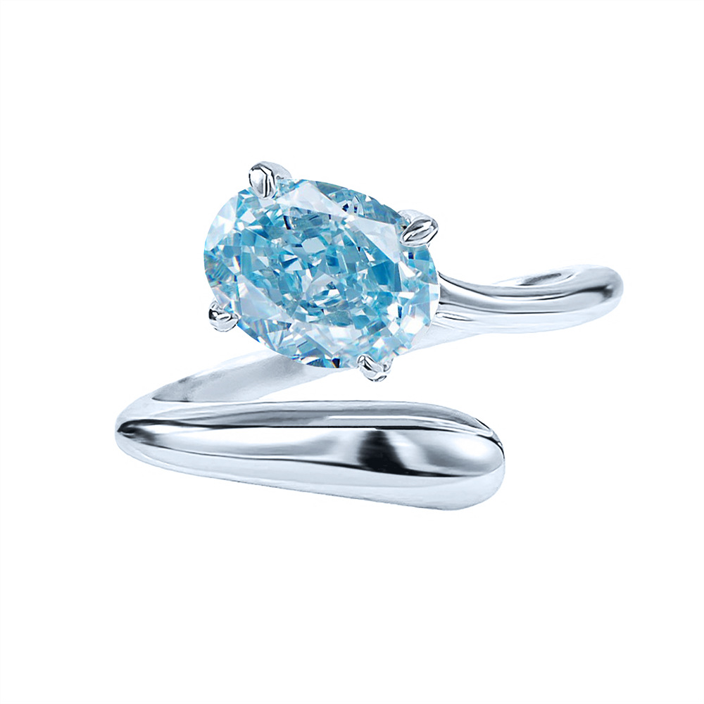 2.8CT Oval Cut Lab Moissanite Diamond Simple Fashion Jewelry Genuine 100% 925 Sterling Silver 18 Gold Aquamarine Gemstones Women Wedding Open Ring Lov