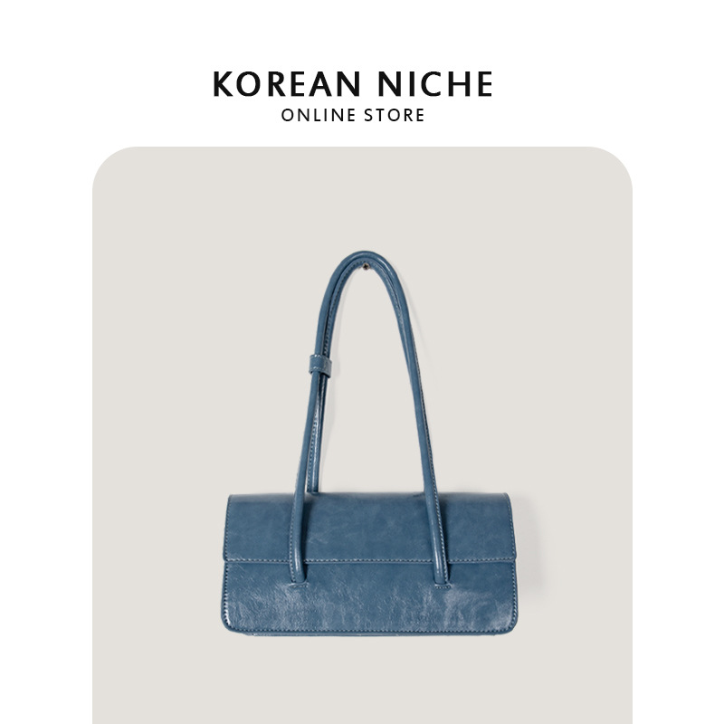 2025 New Style Korean Version Women's With Niche Design Oil-Waxed Leather Single-Shoulder Underarm High-Grade Texture Fashionable Handbag Tote Ba