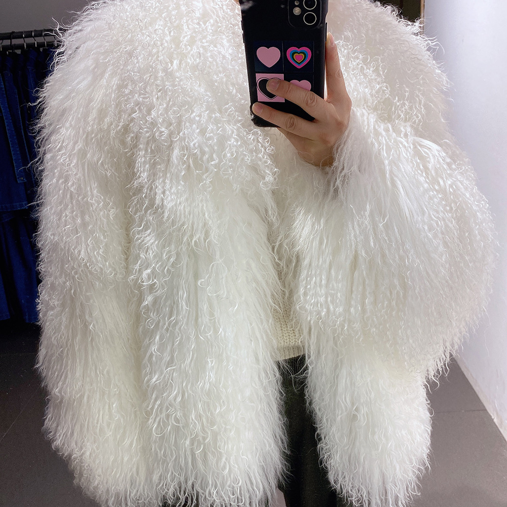 New Winter Autumn Fashion Real Fur Jacket Women Genuine Mongolia Sheep Fur Coat