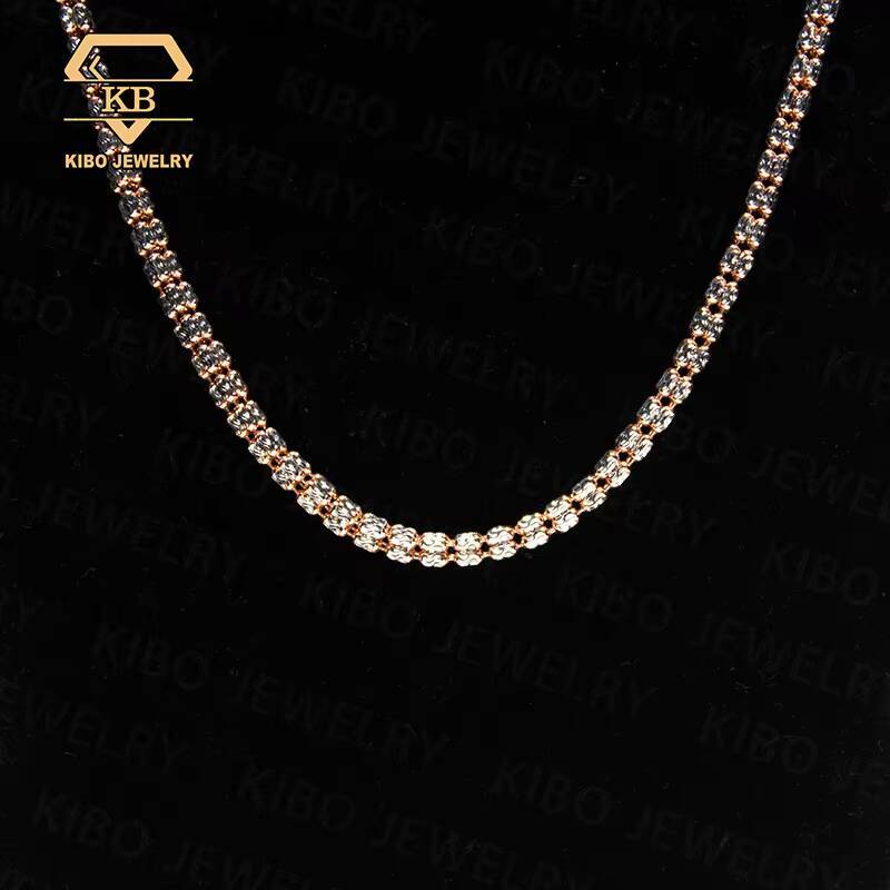 Hip Hop Shiny S925 Sterling Silver for Men Plain Chains Diamond Cuts Ice Tennis Chain Necklace
