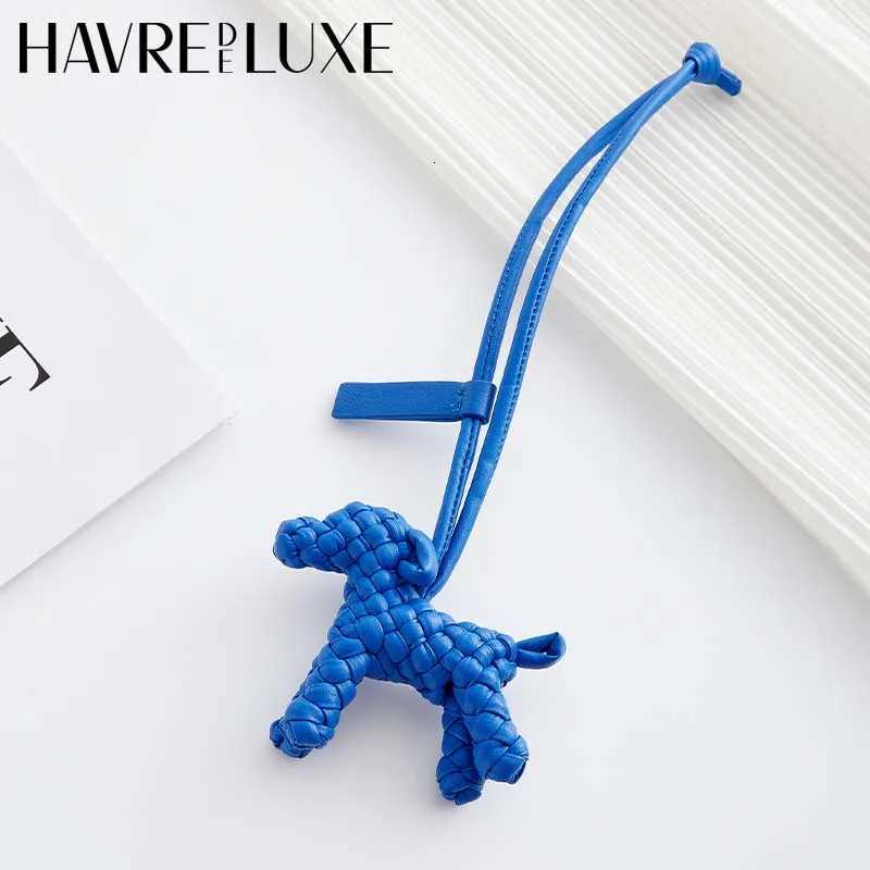 Woven leather dog charm for womens bag keychain pendant animal ornament decoration bag accessories Z250920