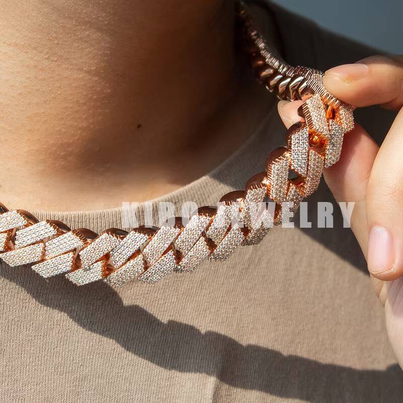 Classic 18MM 4 Row Cuban Necklace Iced Out D Color VVS Moissanite S925 Cuban Chain Customized Trend Hip Hop Moissanite Cuban Link Chain
