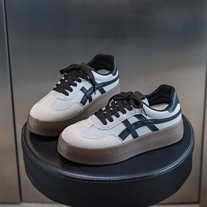 Niche Sneakers Men Women, White for Spring and Autumn, Women's Thick-Soled Student Training Shoes, Casual Shoes F8861