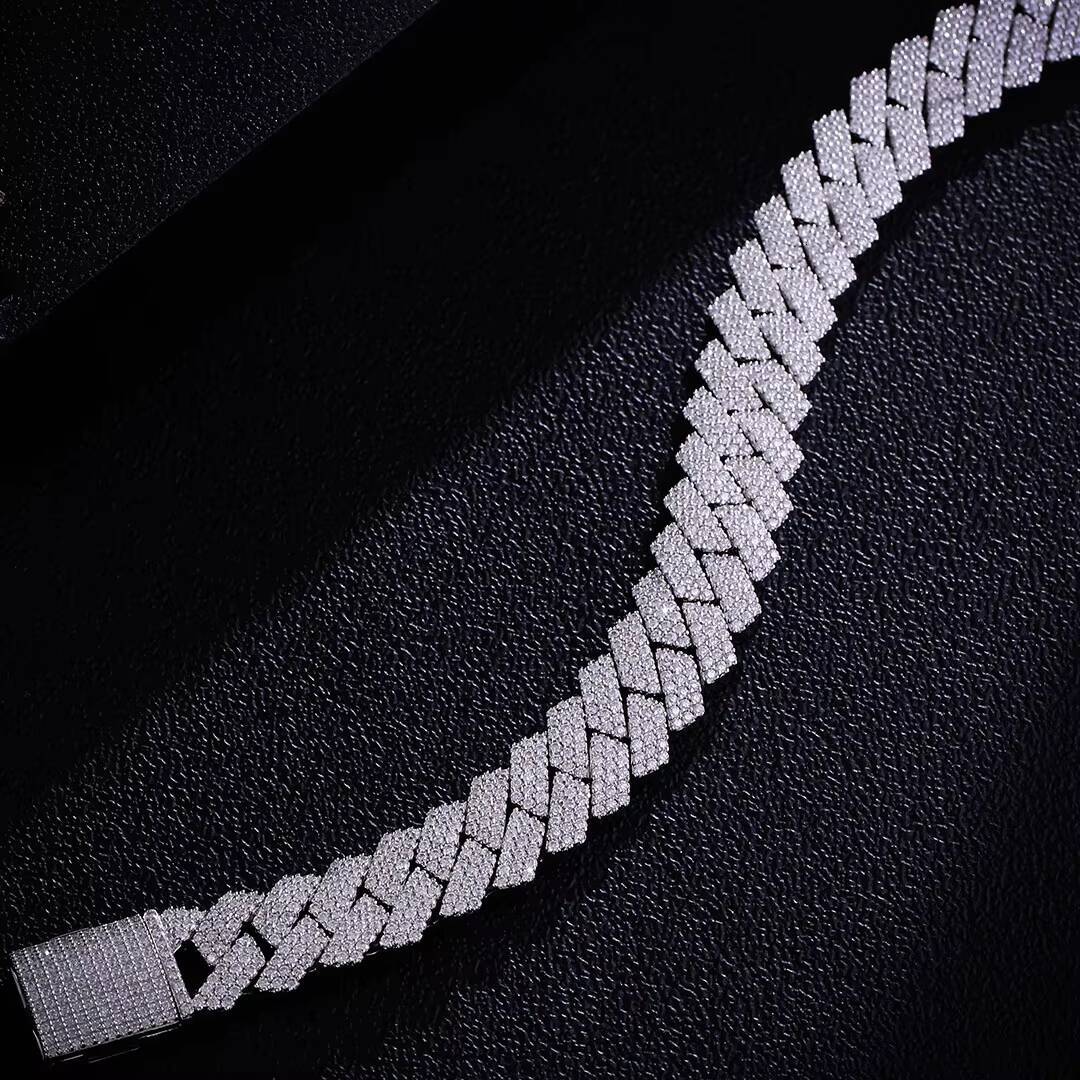 S925 Sterling Silver 15MM Iced Hip Hop VVS Moissanite Cuban Link Bracelet Shining Jewelry for Party Passes Diamond Tester Gift