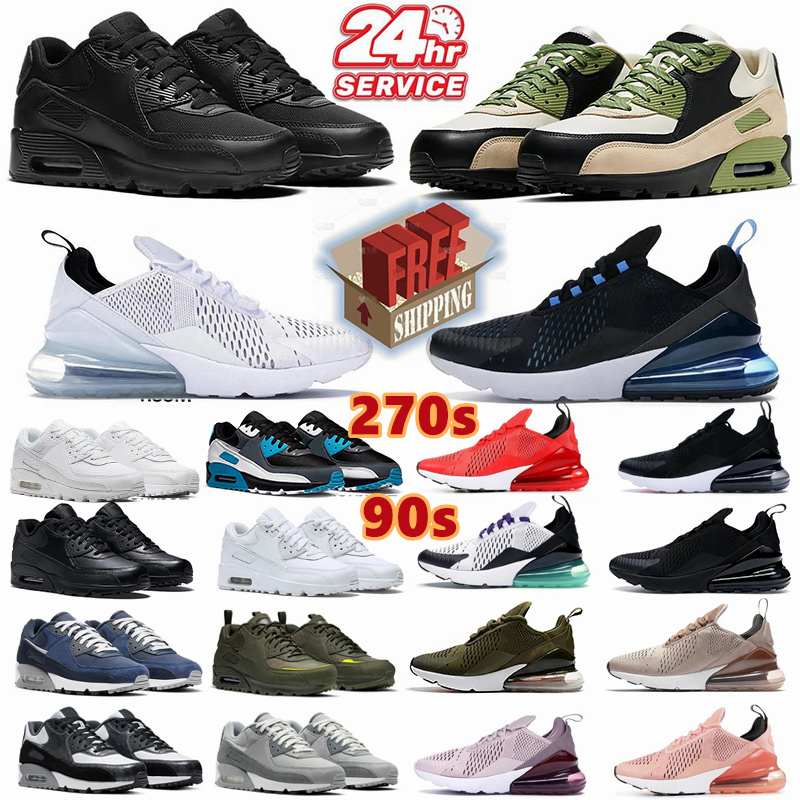 free shipping 90 270 designer shoes men women 270s Triple Black 90s white Silver Gold Bullet Mesh Leather Trainer Breathable 270c 90c Cushion Surface sneakers