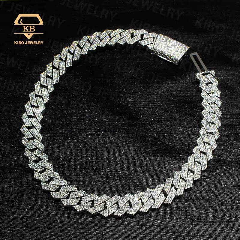 Super Big 925 Silver Moissanite Cuban Chain Moissanite Diamond Hip Hop Necklace