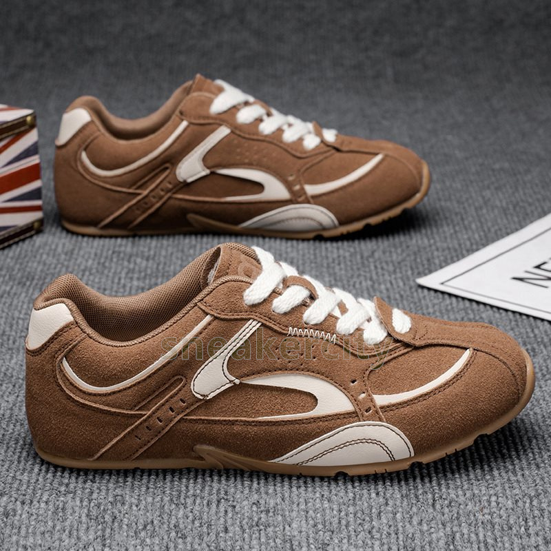 designer shoes sneakers casual retro brown mens trainers versatile stylish comfort daily durable racing suede mens shoes size 39-44