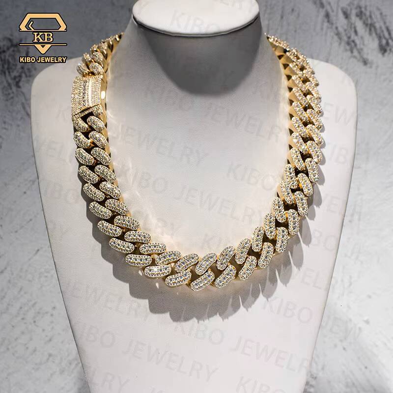 Heavy Cuban Chain 22MM S925 Solid Silver Iced Out Hip Hop Jewelry Moissanite Diamond VVS Cuban Link Chain
