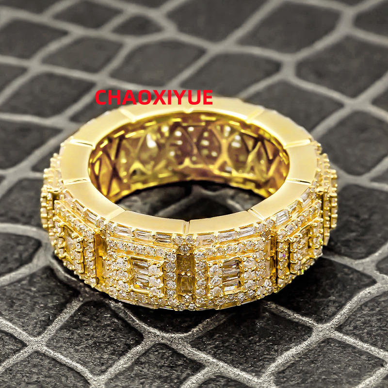 Custom 10k 14k 18k Gold Mens Stone Finger Moissanite Hip Hop Moissanite Mens Rings