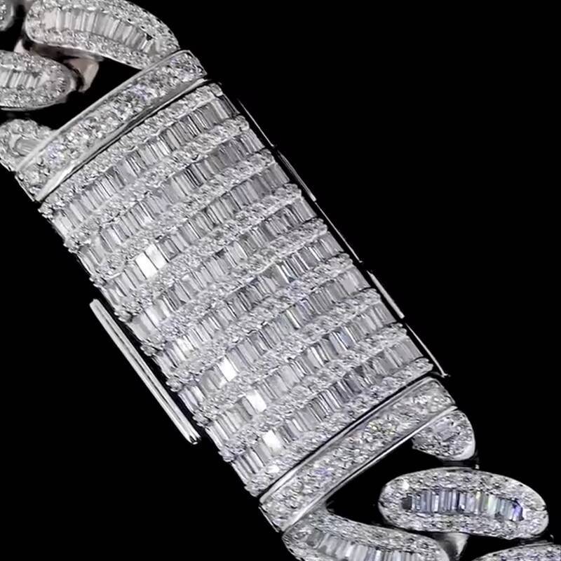 Hip Hop Jewelry Pop Special Design Bus Down 18mm ReMoissaniteangular Moissanite Diamond Cuban Link Men Necklace
