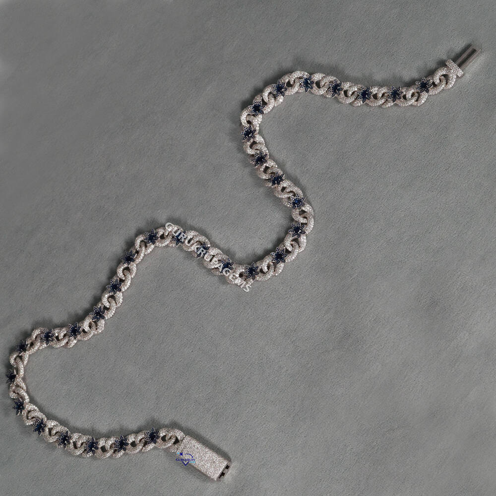 Dazzling Cuban Chain for Mens Meticulously Crafted From 925 Sterling Silver with Gleaming Moissanite Diamonds and Vvs Clarity