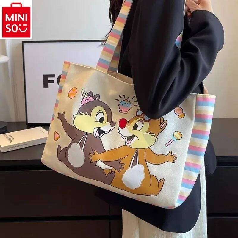 Designer Luxury MINISO Carton Chichitti Fashion Canvas Printed Cute Shoulder Women S Large Capacity Multi Functional Storage Tote Bag