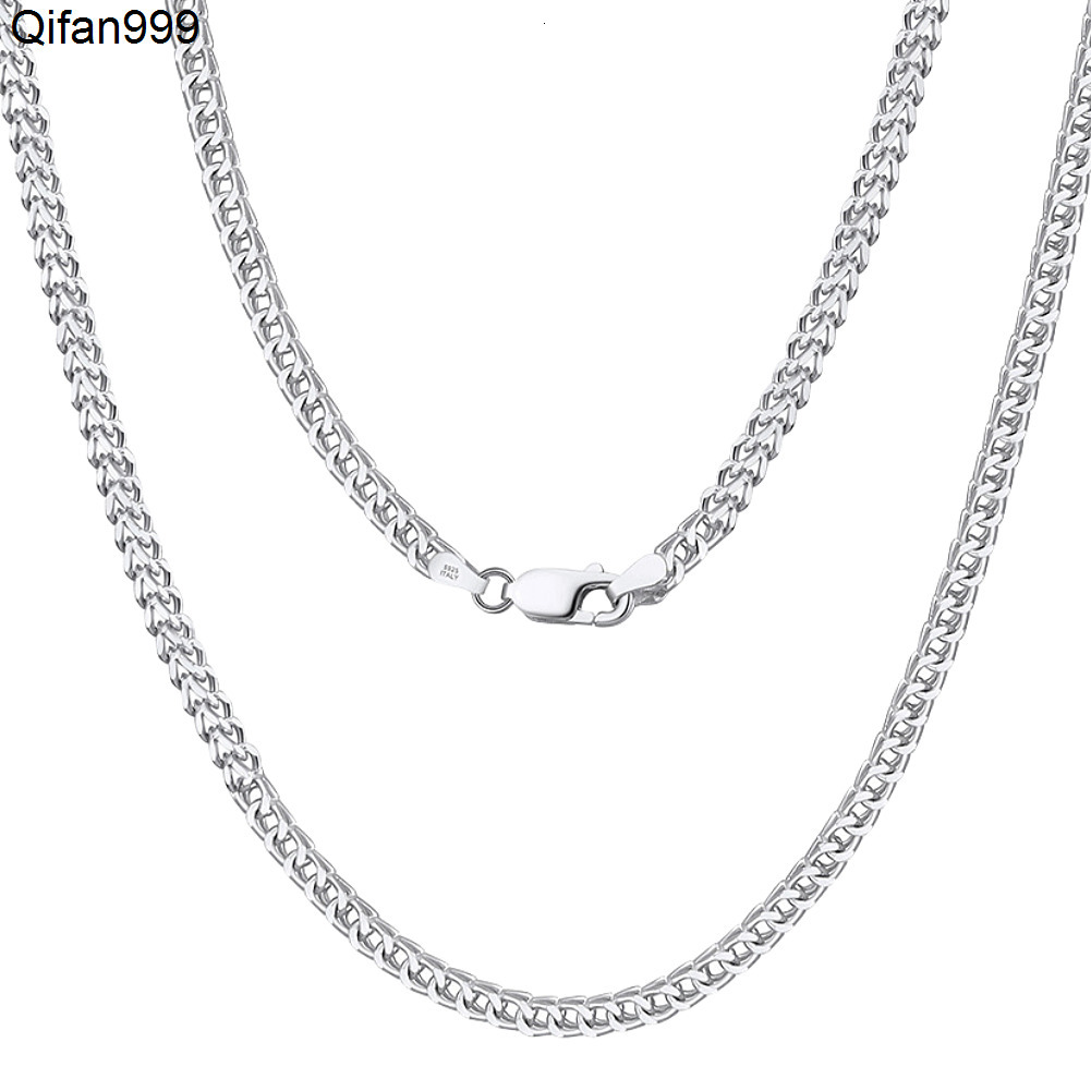 Factory Wholesale Sterling Silver 925 Jewelry Italian 25mm 3mm 5mm White Gold Plated Franco Link Chain Necklace for Men