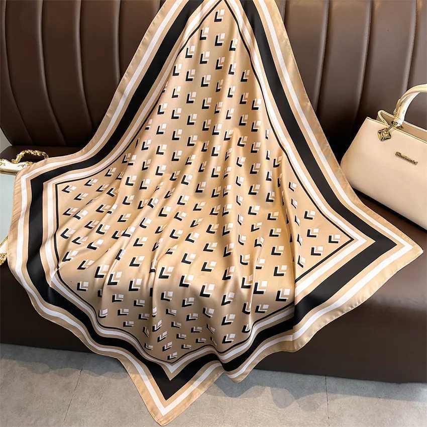 2024 New 9090cm Fashion Scarves Women Shawl Print Silk Satin Hijab Bandana Luxury Brand Square Ladies Bandanna Foulard Muffler11 D2510201