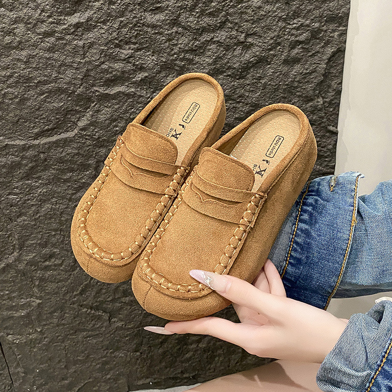 Birkenstock Style Old Money Suede Casual Mules Commuting Slip-On Leather Shoes Half Slippers for Women Outdoor Wear ddmythur