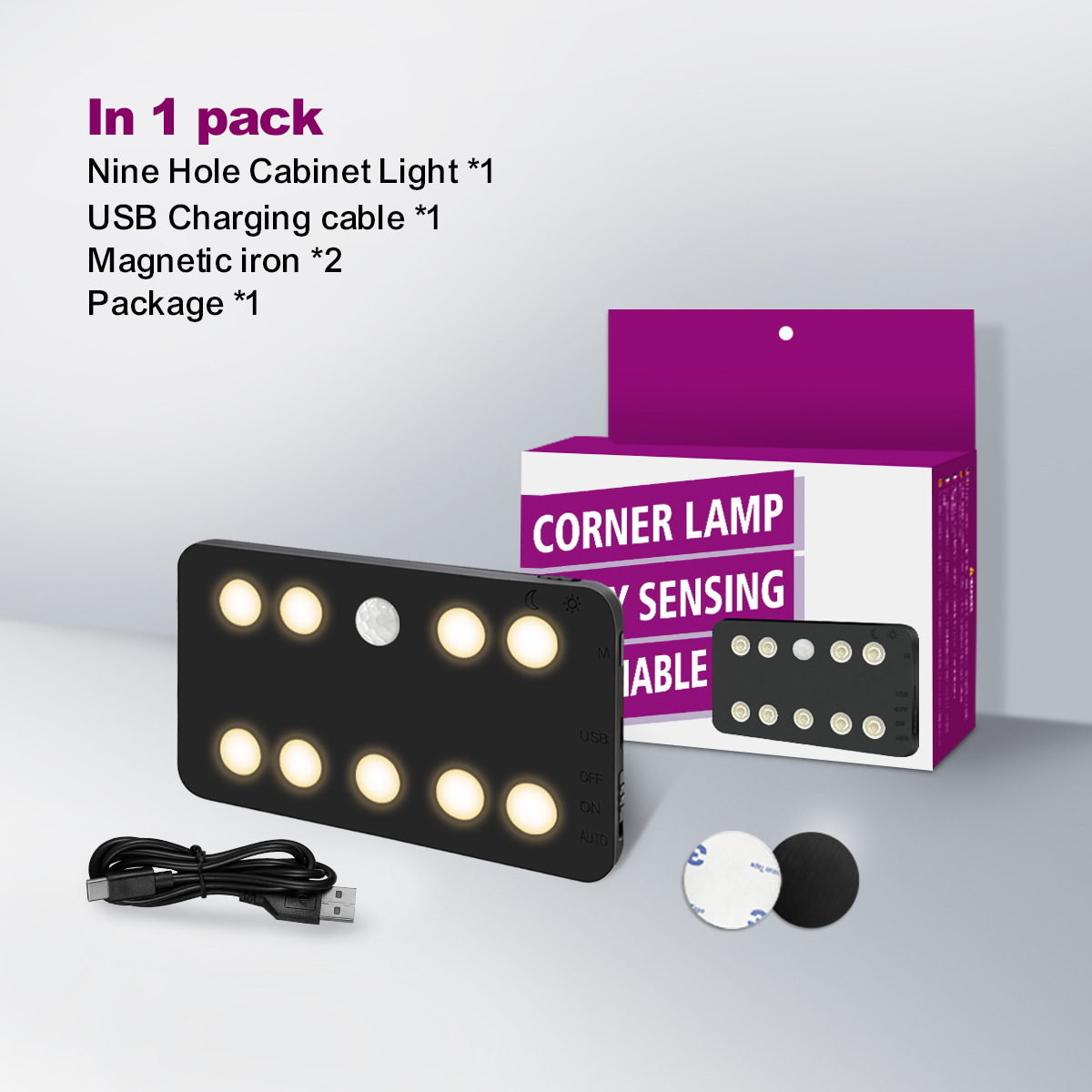 Smart Home Lighting Solution Wireless Hanging Lights, Dual-Magnet Design, Touchless Operation Suitable for Bedrooms/Hallways-HCP260