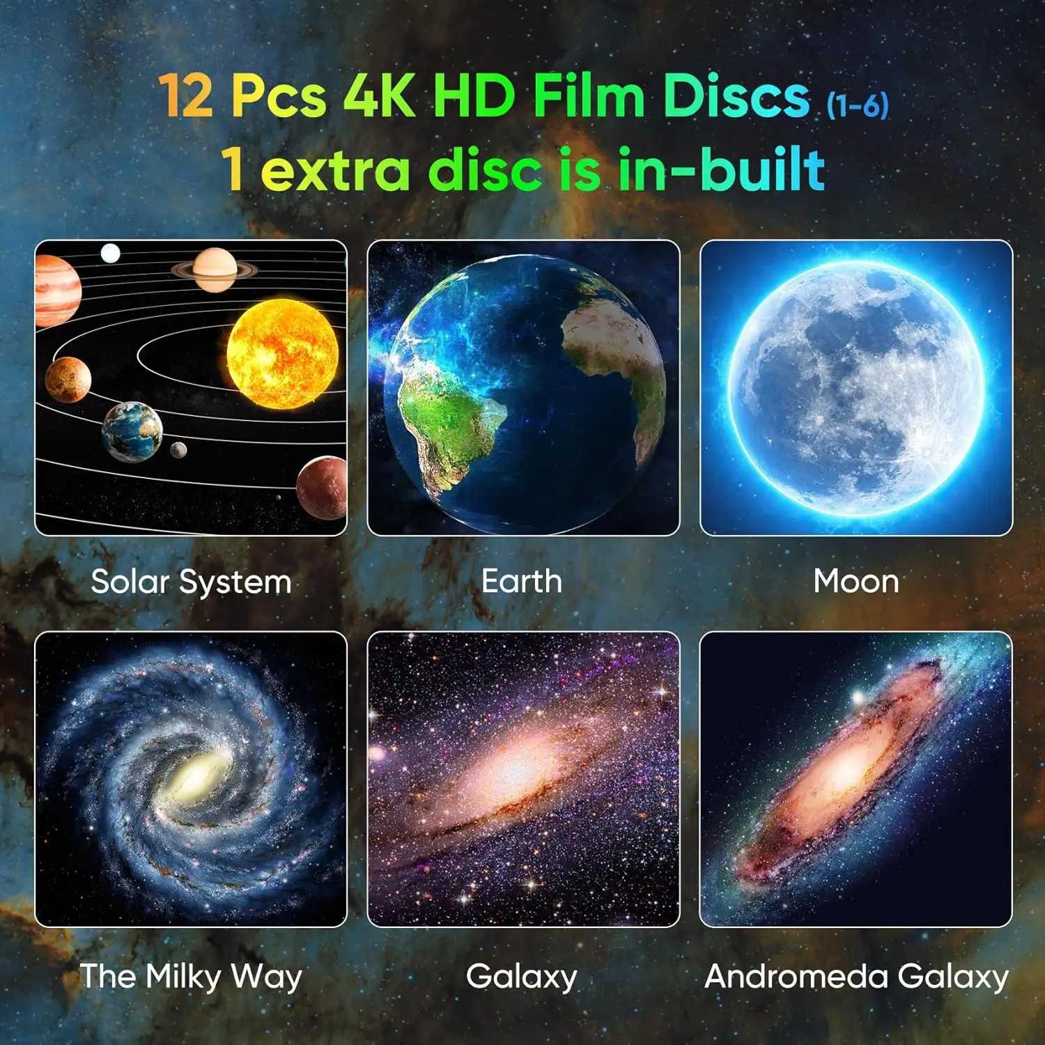 Galaxy Projector for Bedroom HD Image Star Projector Adjustable Galaxy Light Knob 13 Film Discs Planetarium Projector for Ki Z250919