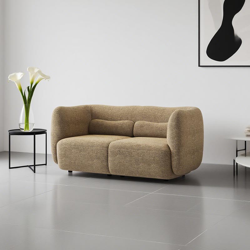 Living Room Furniture Cozy Light - Brown Two - Person Wave - design Sofa, Ideal for Intimate Conversations