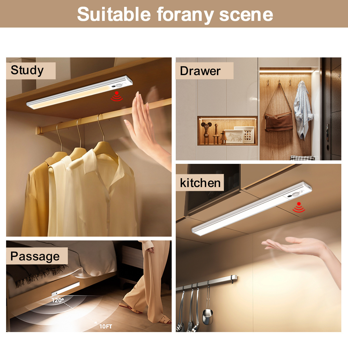 Contemporary Home Interior Solution Sleek Design Ultrathin Cabinet Illumination w/ Multiple Sensing Modes-HCP253