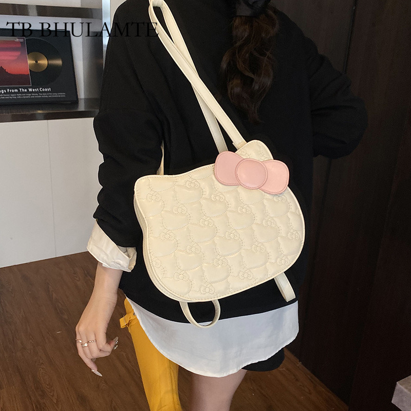 TB BHULAMTE Cute Bow Tie Embossed Women's Backpack Designer Luxurious Diamond Grid Single Shoulder Crossbody Bag Fashion New Cute Student Bag Tra