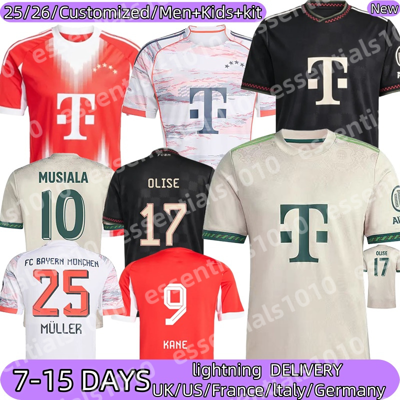 25 26 bayerns FC J.Palhinha # 16 Musiala # 10 de Ligt # 4 Soccer Luis Diaz #14 KANE # 9 KIMMICH # 6 Jerseys Gnabry # 7 Muller # 25 Davies # 19 Coman # 11 Jerseys 2025 football Shirt Men Kids kit