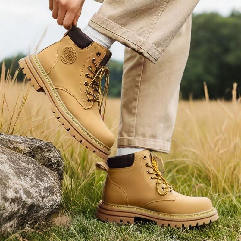 Winter Boots 2025 New Men's Martin Boots British Style Work Boots Yellow Leather Casual Boots Versatile Fashion Ankle Boots Free Shipping