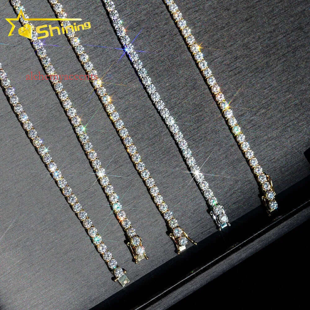 Tennis Chain moissanite chain GRA Certificated 10K 14K Real Solid Gold 3MM 4MM Jewelry Necklace For Men Women